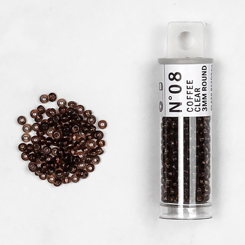 [NEW] 글라스 시드비즈 3mm N.08 커피 클리어 (비닐백포장)