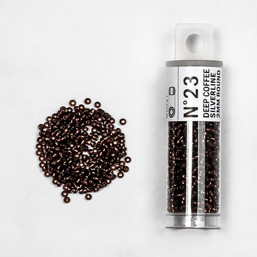 [NEW] 글라스 시드비즈 2mm N.23 딥 커피 실버라인 (비닐백포장)